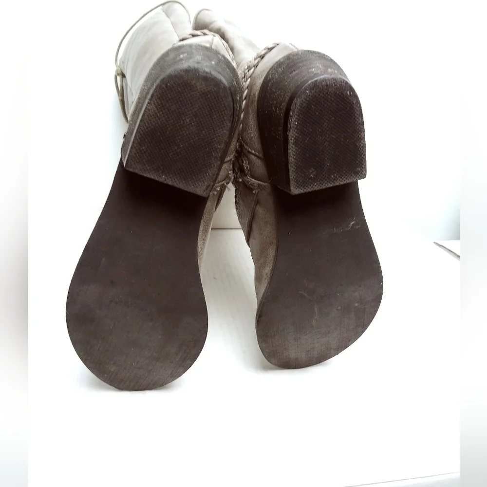 Not Rated Size 6 Gray Stone Knee High Boots Women's Side Zip Western Casual